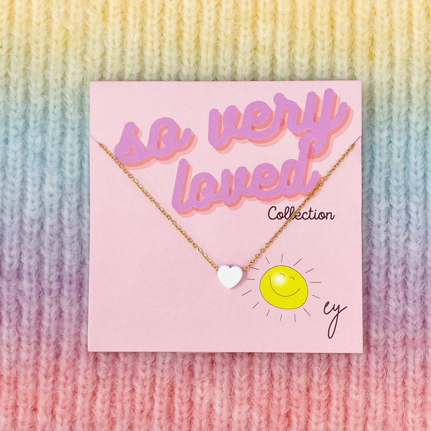 So Very Loved Heart Necklace – Waterproof Gold Chain: Pink