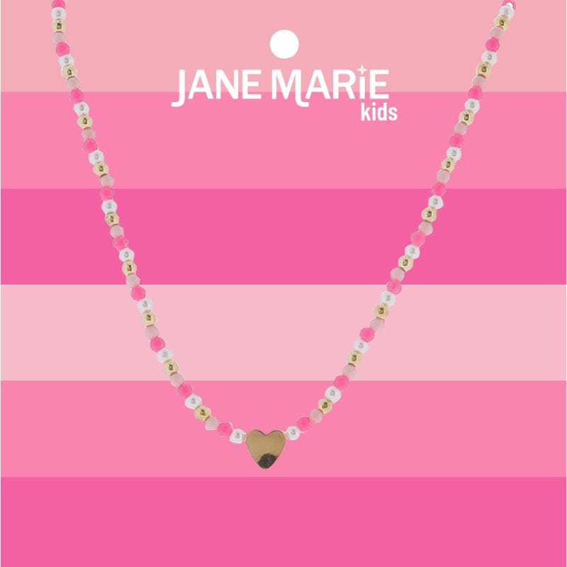 Gold Heart Beaded Chain Necklace