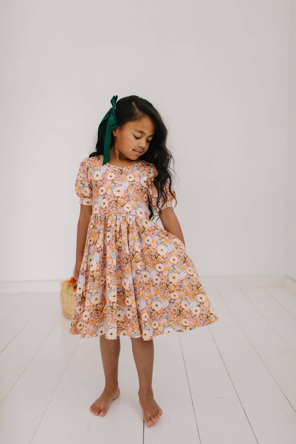 Pumpkin Bouquet Puff Sleeve Dress