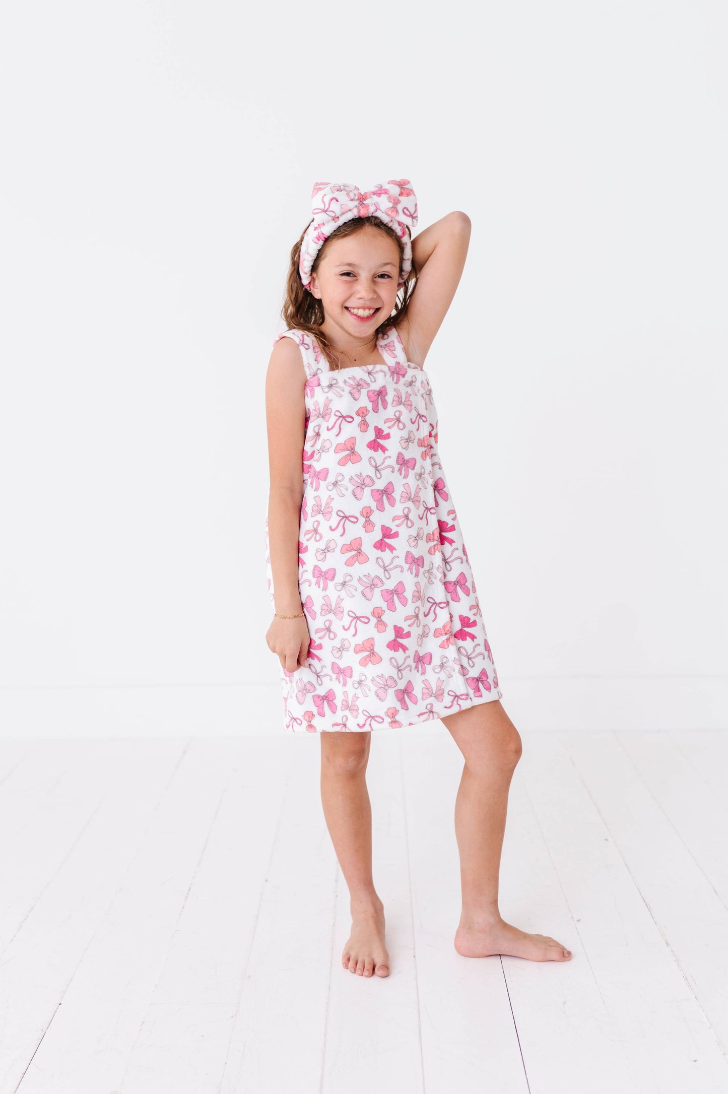 Plush Spa Wrap with Pink Bows