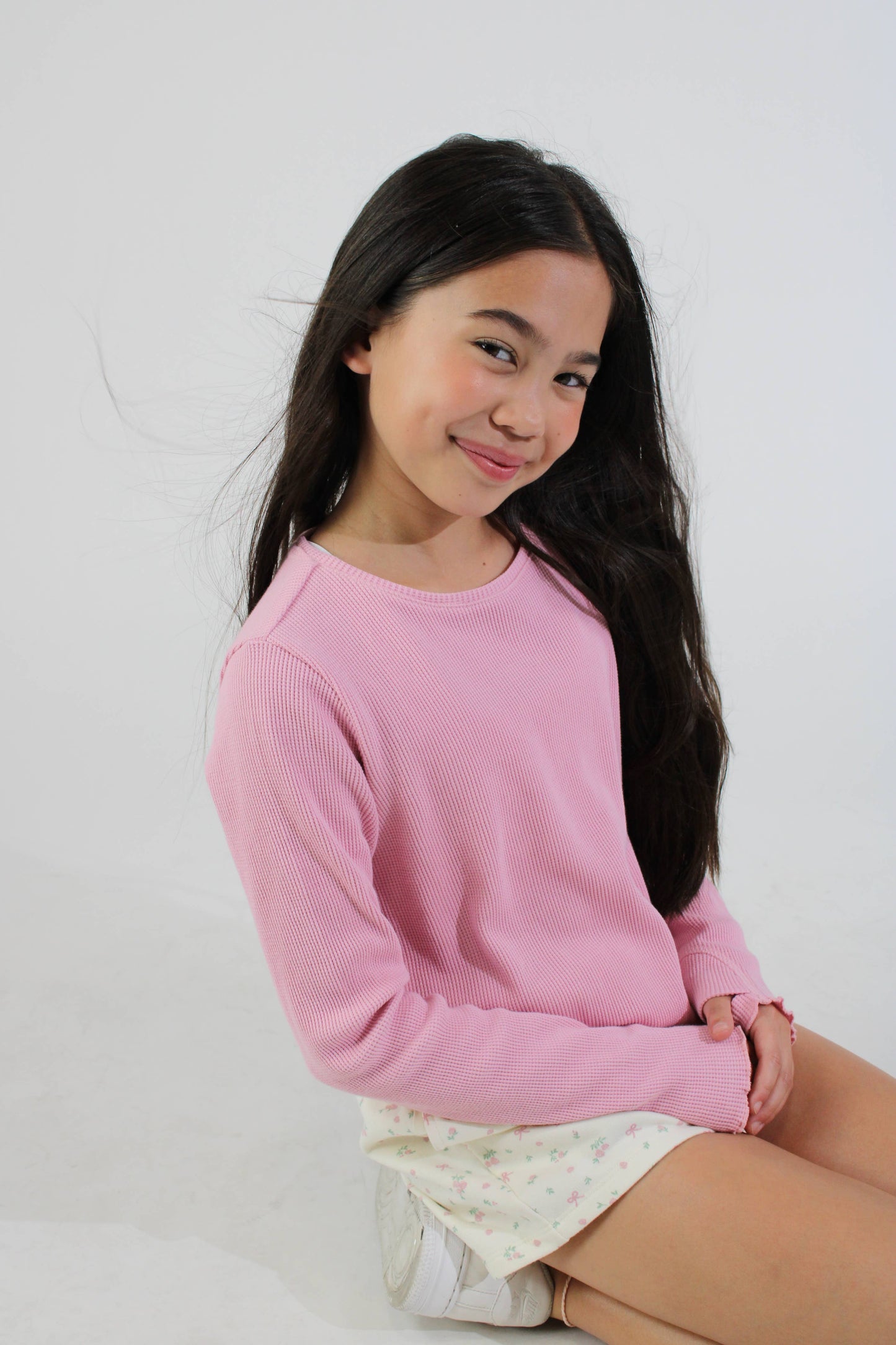 Pink Waffle Long Sleeve