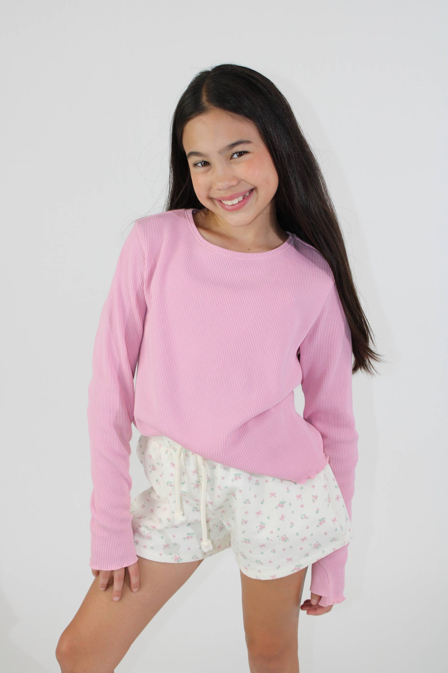 Pink Waffle Long Sleeve