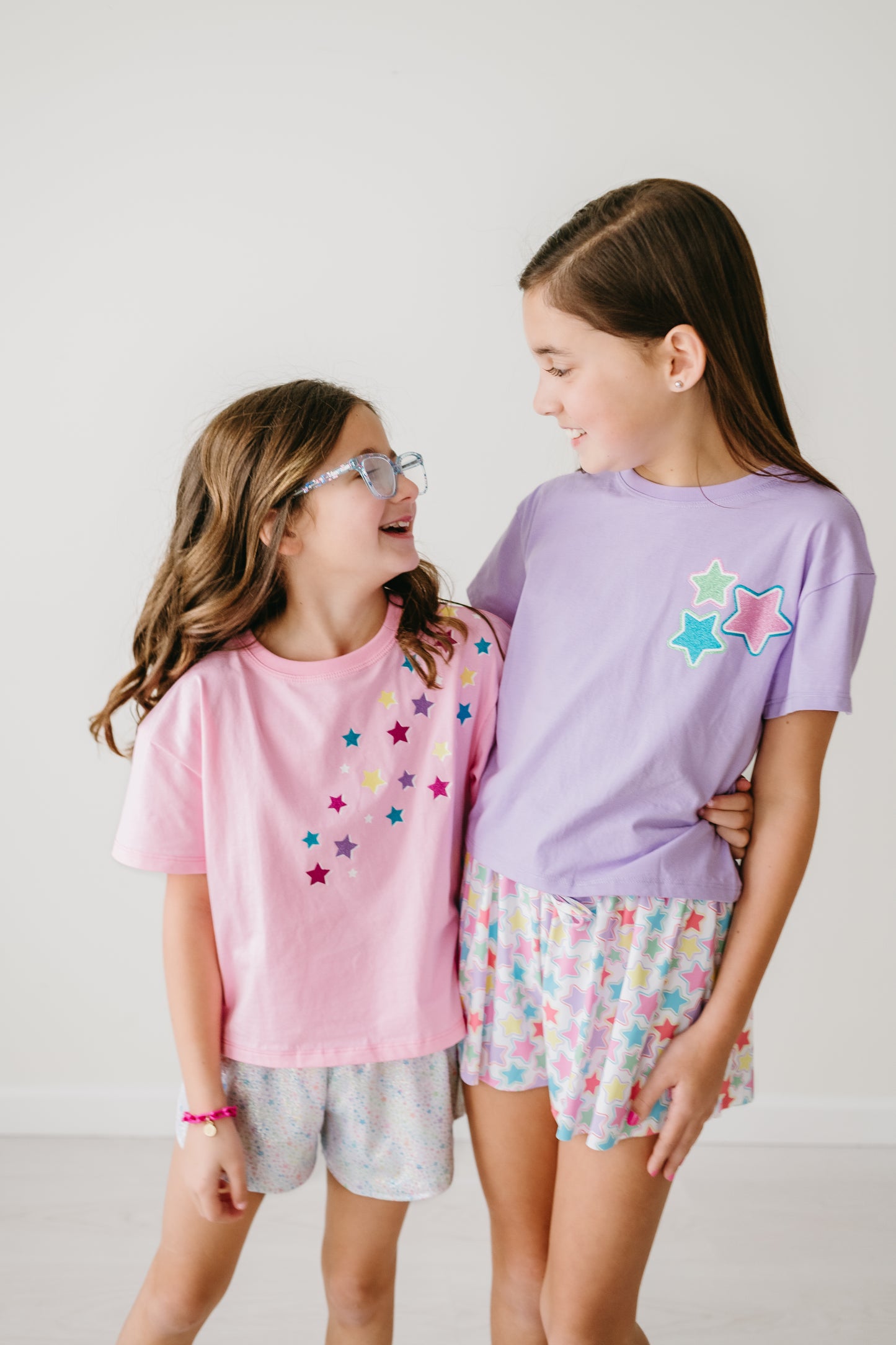 Glitter Falling Stars Pink Boxy Tee