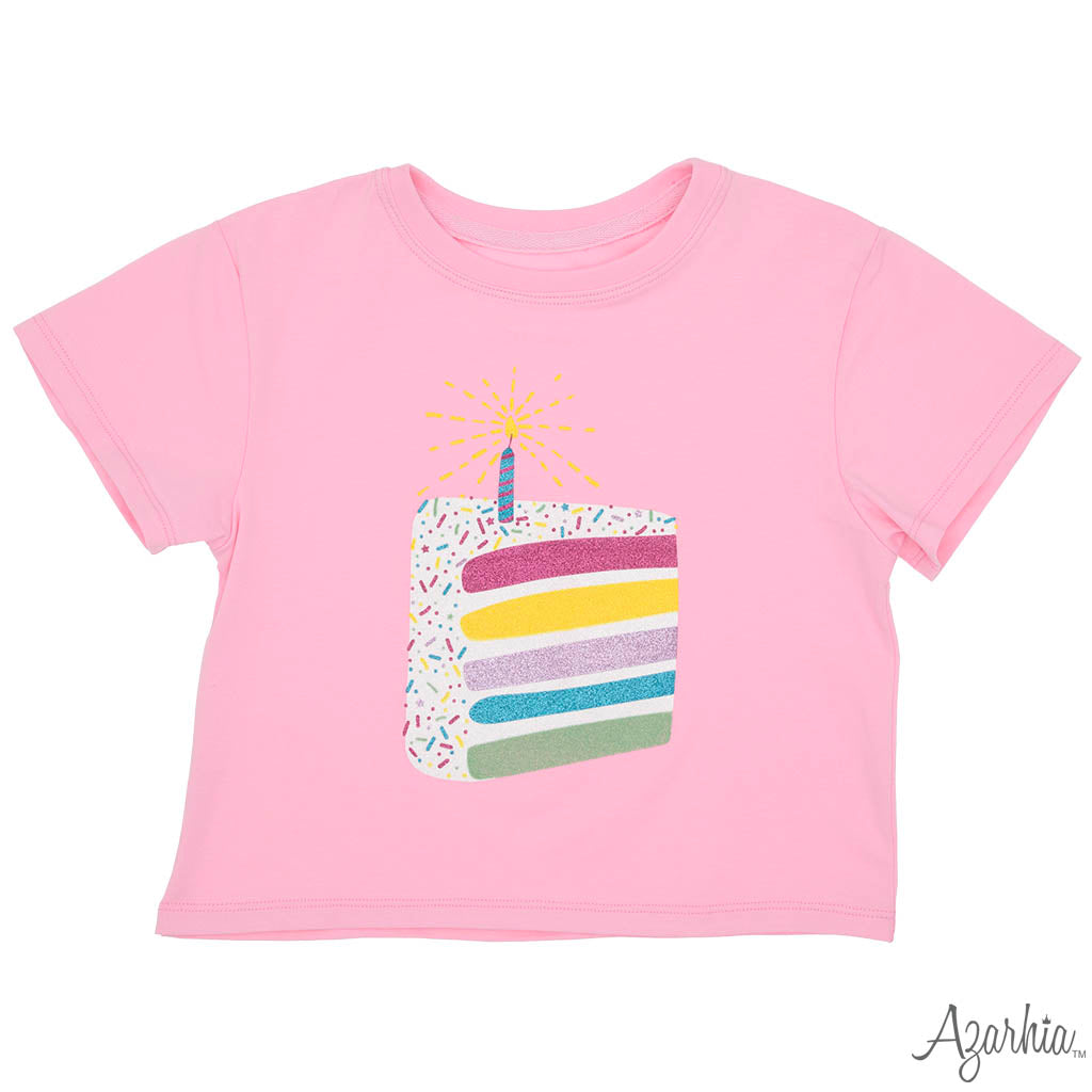 Glittery Birthday Cake Boxy Tee