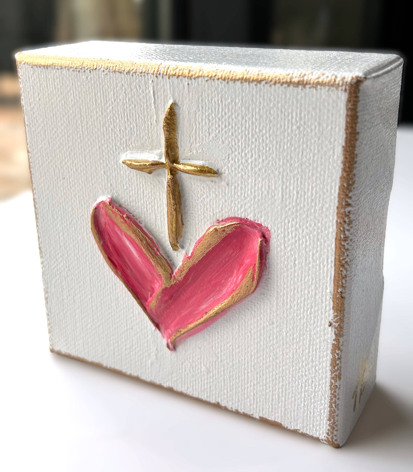 Heart & Cross Canvas Block