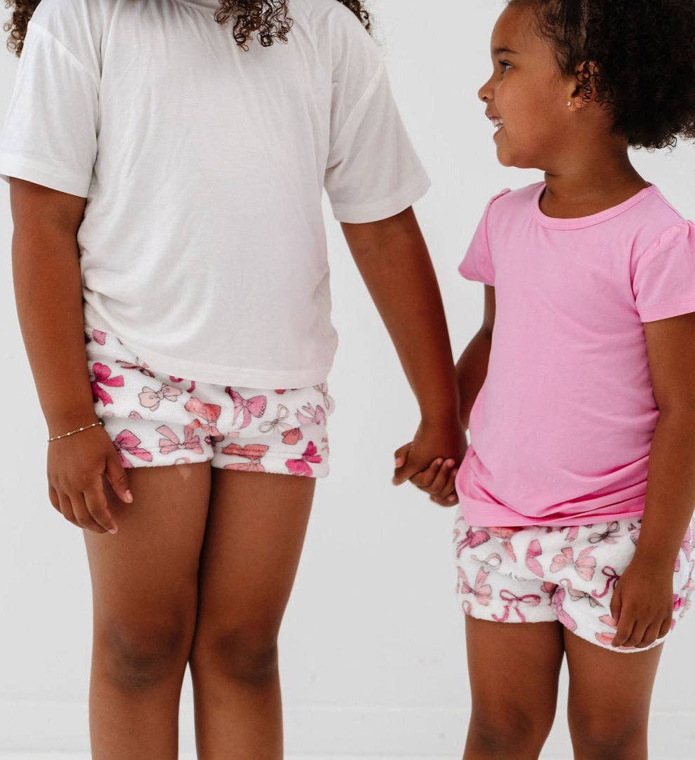 Pink Bow Plush Shorts