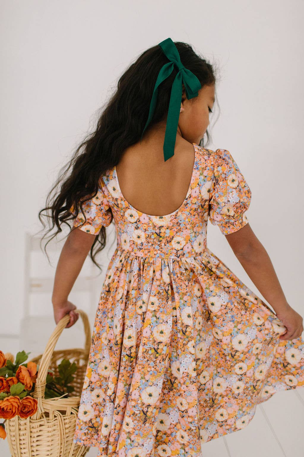 Pumpkin Bouquet Puff Sleeve Dress