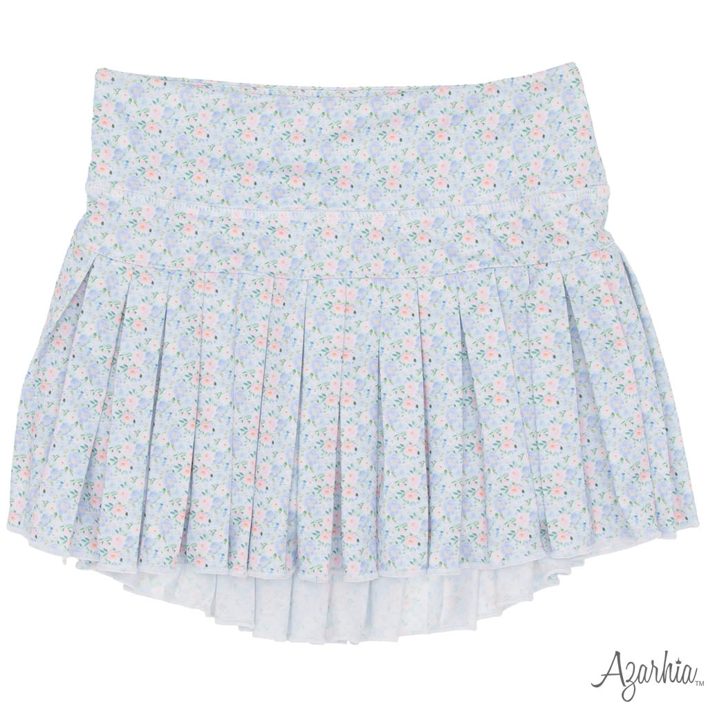 Grand Blue Flowers Mini Pleat Skort