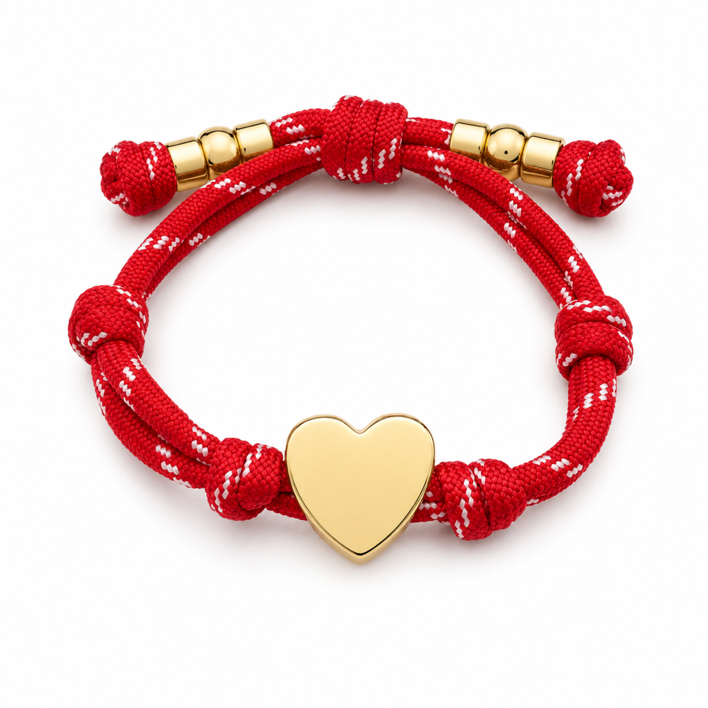 Ellison+Young Game Day Rope Bracelet, Gold Heart Charm, Adjustable: Orange