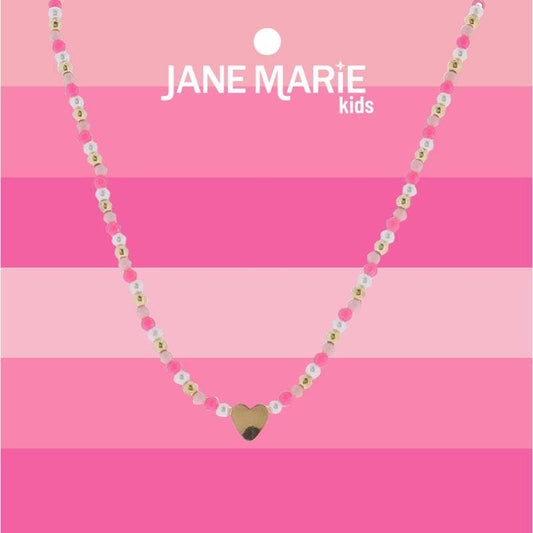 Gold Heart Beaded Chain Necklace