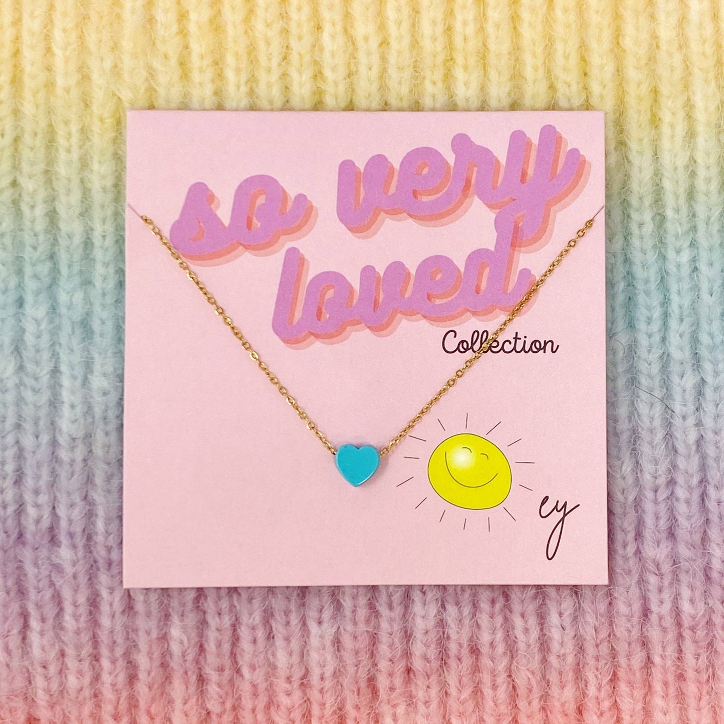 So Very Loved Heart Necklace – Waterproof Gold Chain: Blue