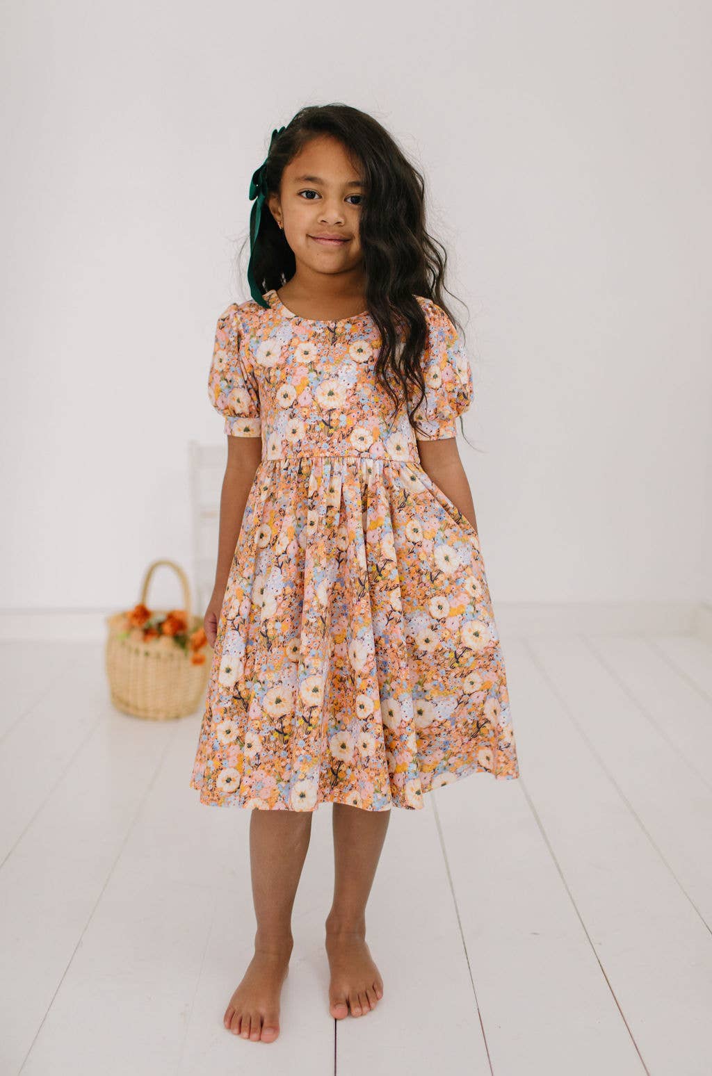 Pumpkin Bouquet Puff Sleeve Dress