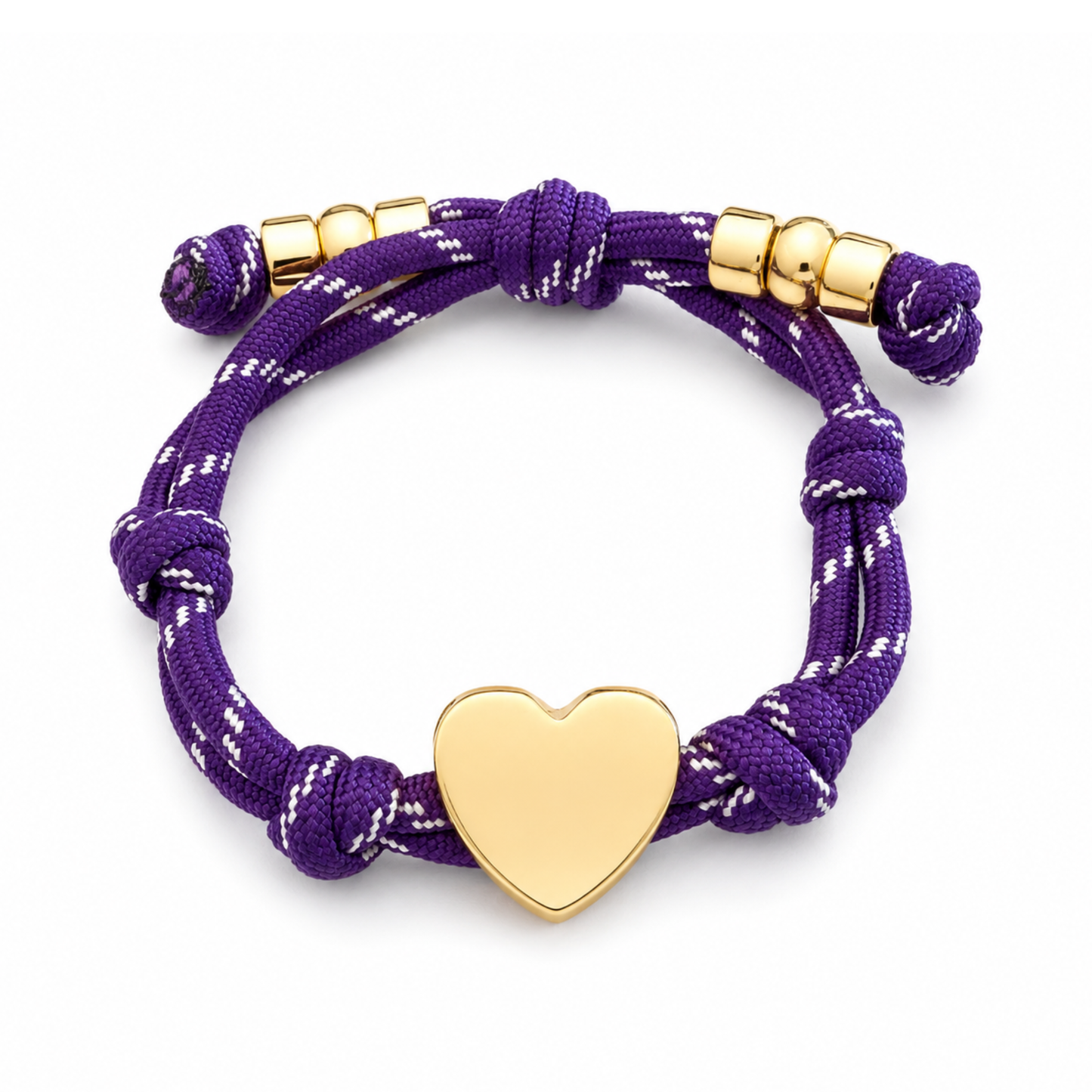 Ellison+Young Game Day Rope Bracelet, Gold Heart Charm, Adjustable: Orange