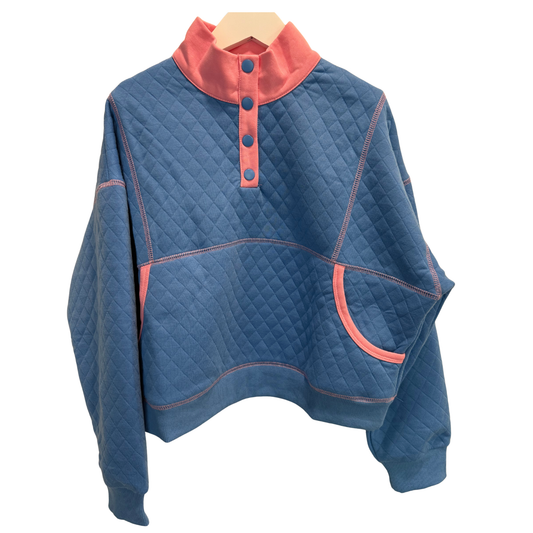 Blue & Pink Quilted Pullover