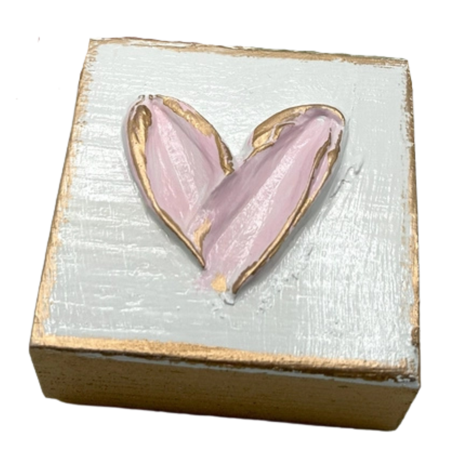 DEARLY Loved Heart Block- Pink Heart on White Background