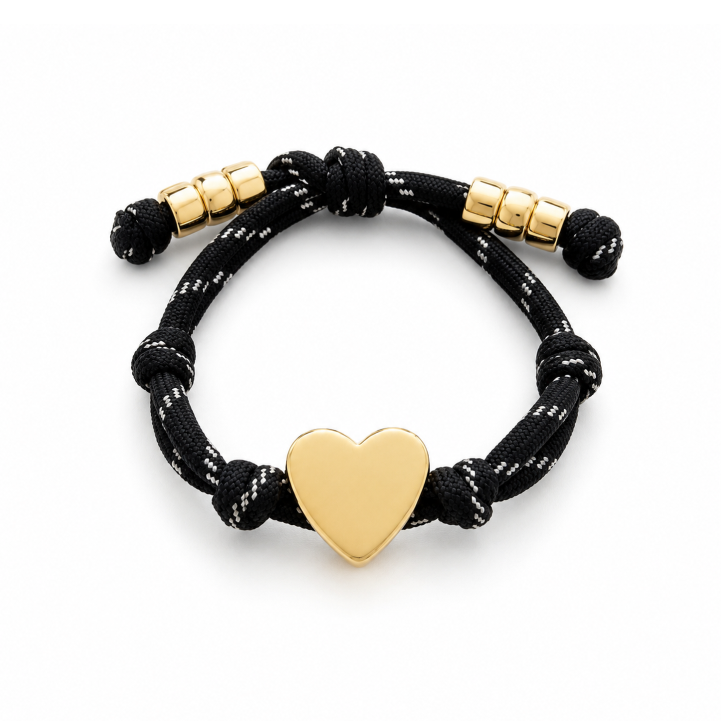 Ellison+Young Game Day Rope Bracelet, Gold Heart Charm, Adjustable: Orange