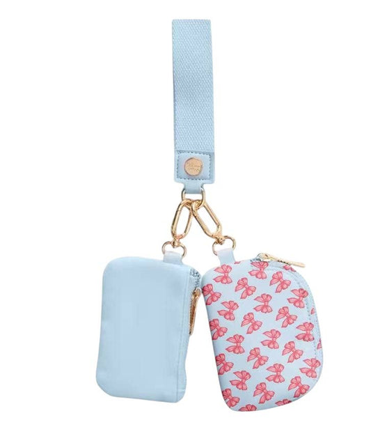 Pink Bow Dual Keychain Wristlet