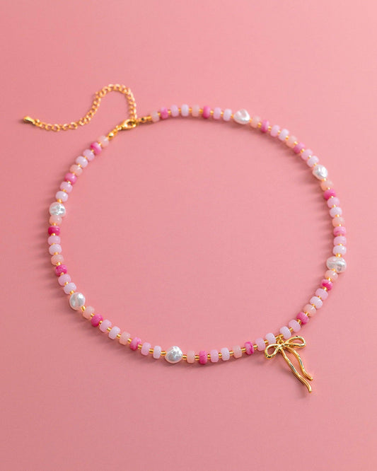 PINK Coquette Bead & Pearl Necklace