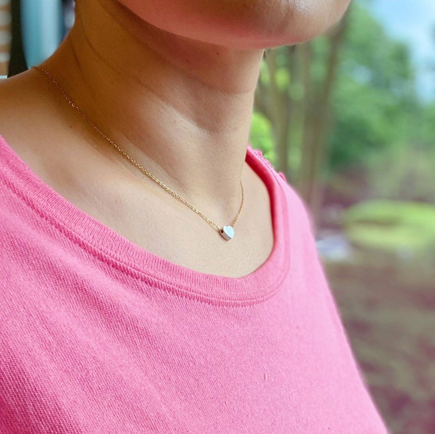 So Very Loved Heart Necklace – Waterproof Gold Chain: Pink