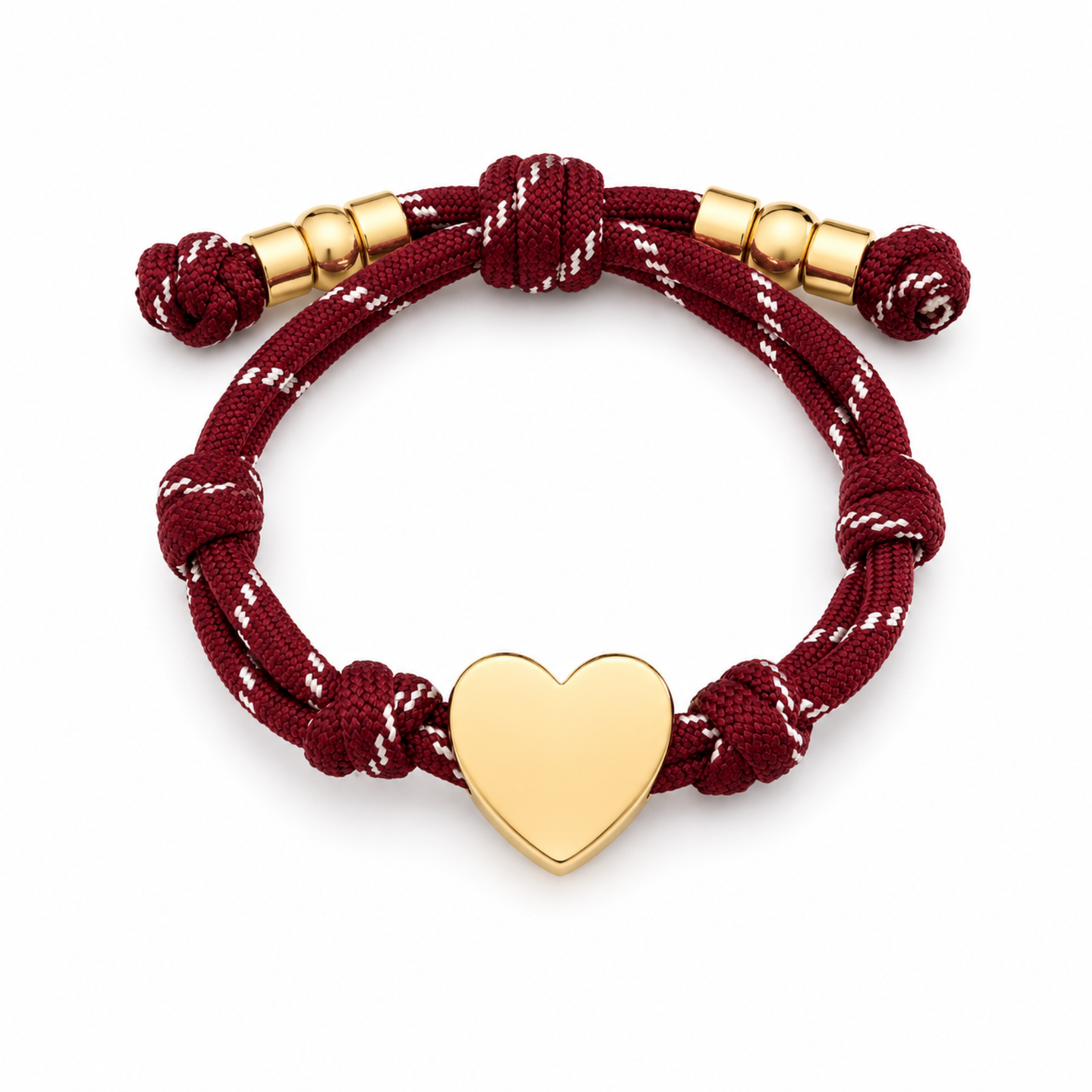 Ellison+Young Game Day Rope Bracelet, Gold Heart Charm, Adjustable: Orange