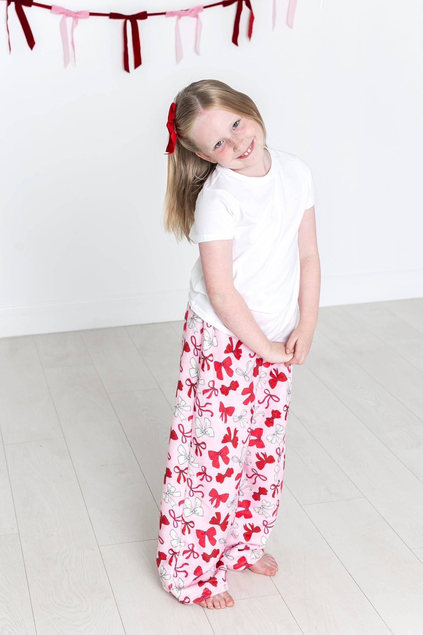 Holiday Red Bow Plush Pants