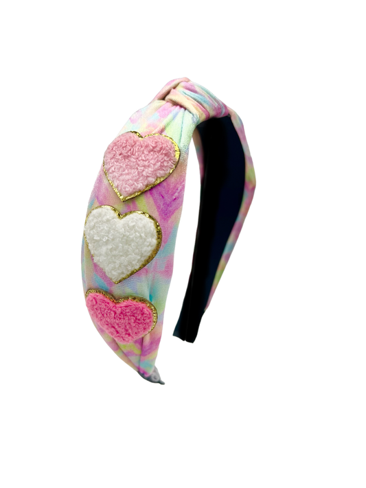 Chenille Hearts Knot Headband