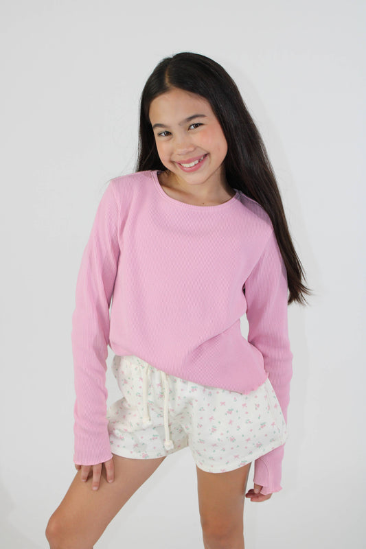 Pink Waffle Long Sleeve