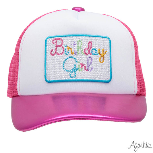 Birthday Girl Trucker Hat in Hot Pink