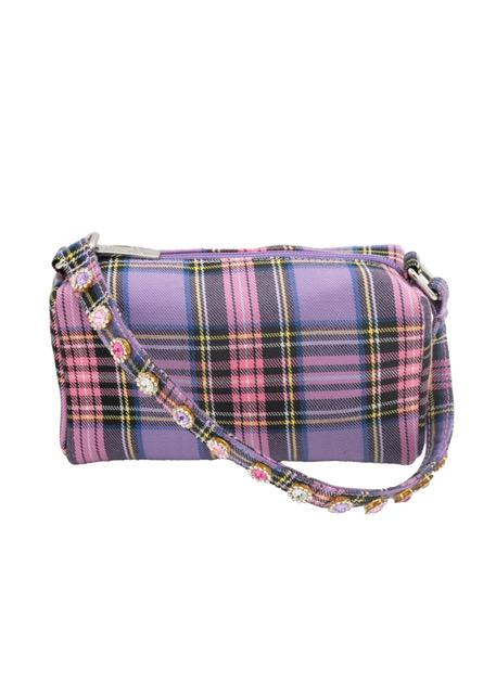 Plaid Bag with Jeweled Handle