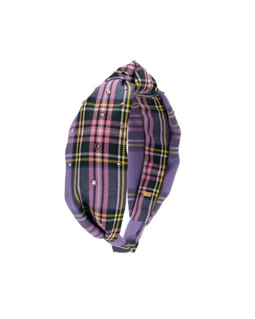 Purple Plaid Knot Headband