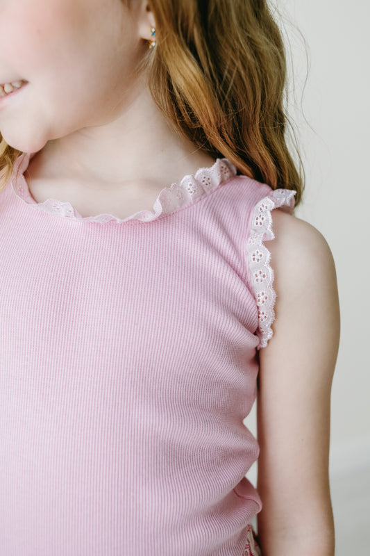 Pink Lace Trimmed Tank