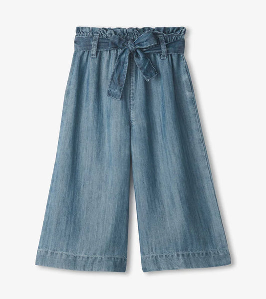 Soft Blue Cropped Paperbag Pants