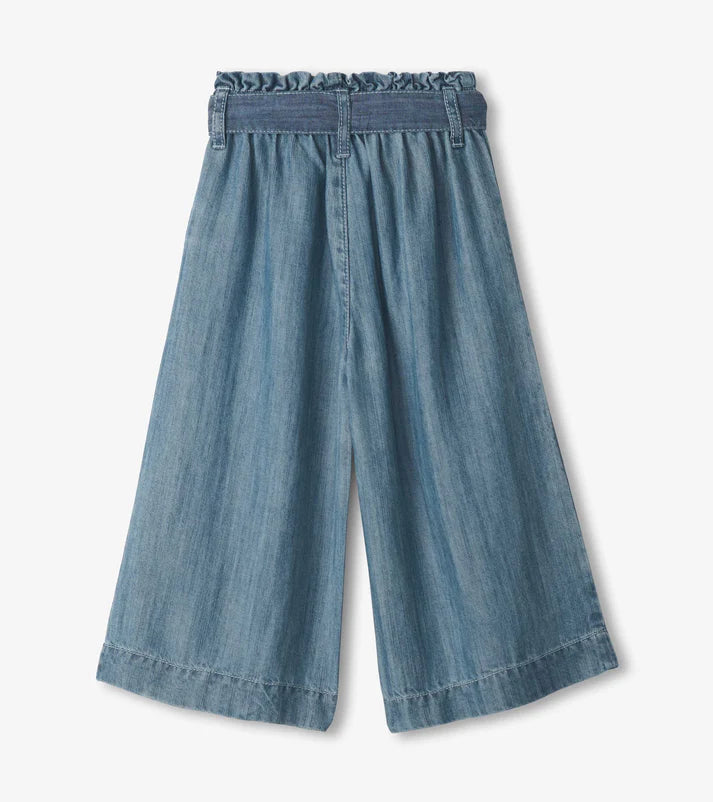 Soft Blue Cropped Paperbag Pants