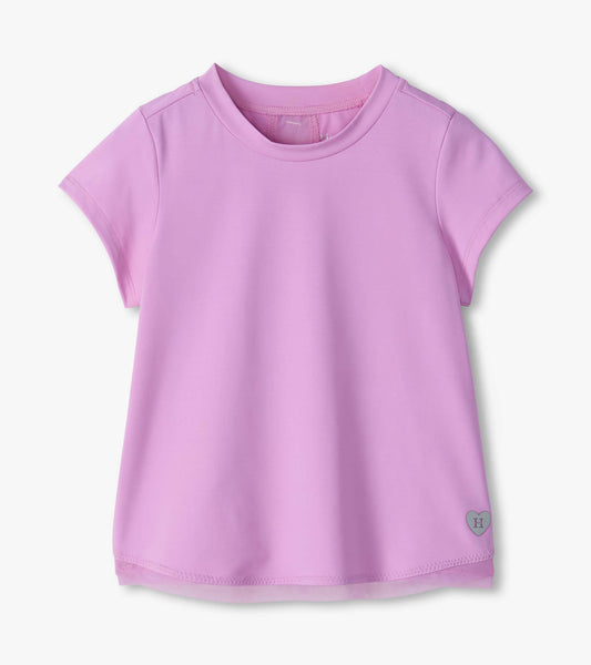 Lilac Sheer Mesh Trimmed Athletic Tee