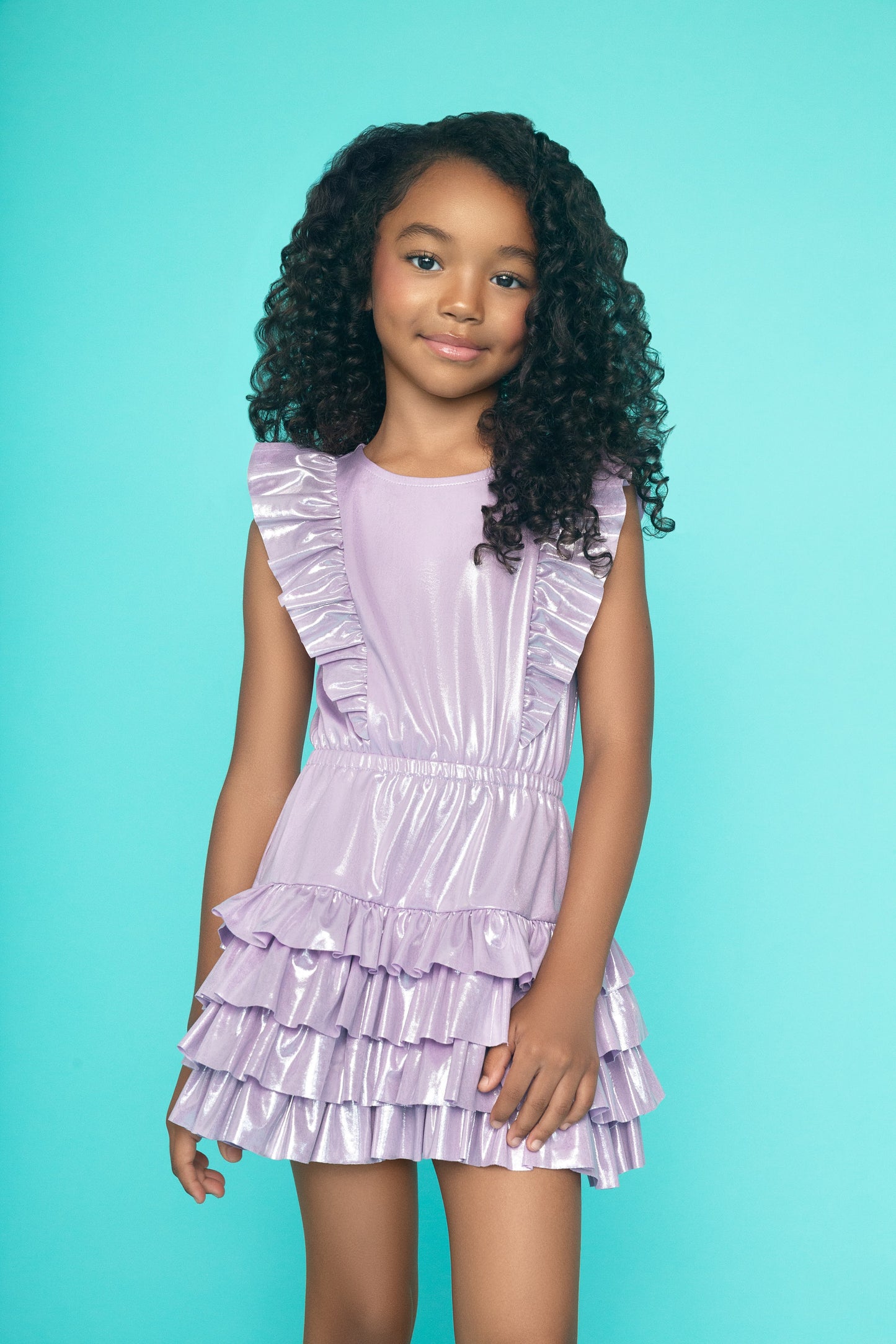 Lavender Shimmer Ruffle Dress