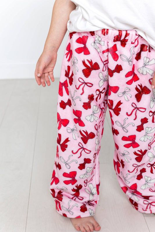 Holiday Red Bow Plush Pants