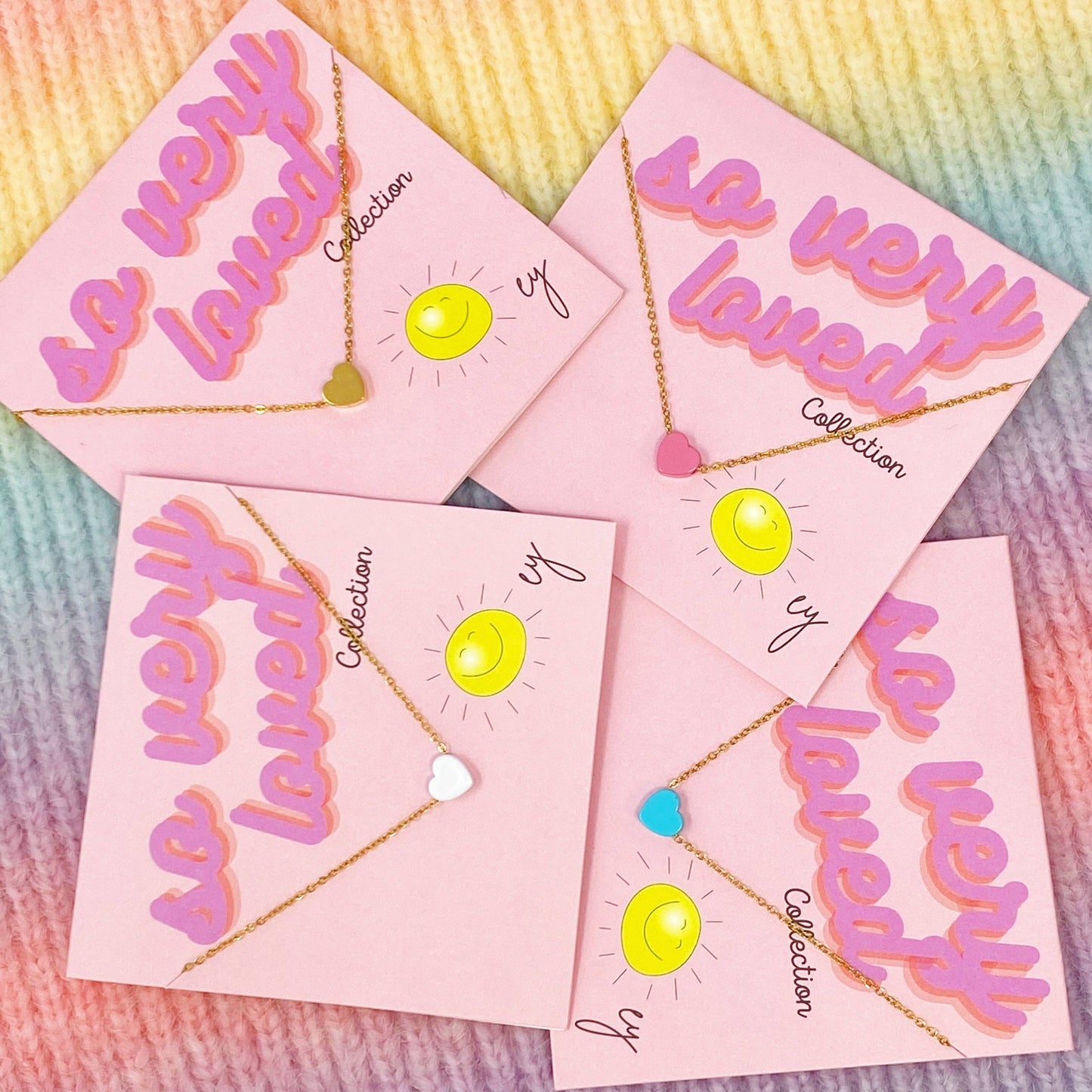 So Very Loved Heart Necklace – Waterproof Gold Chain: Pink