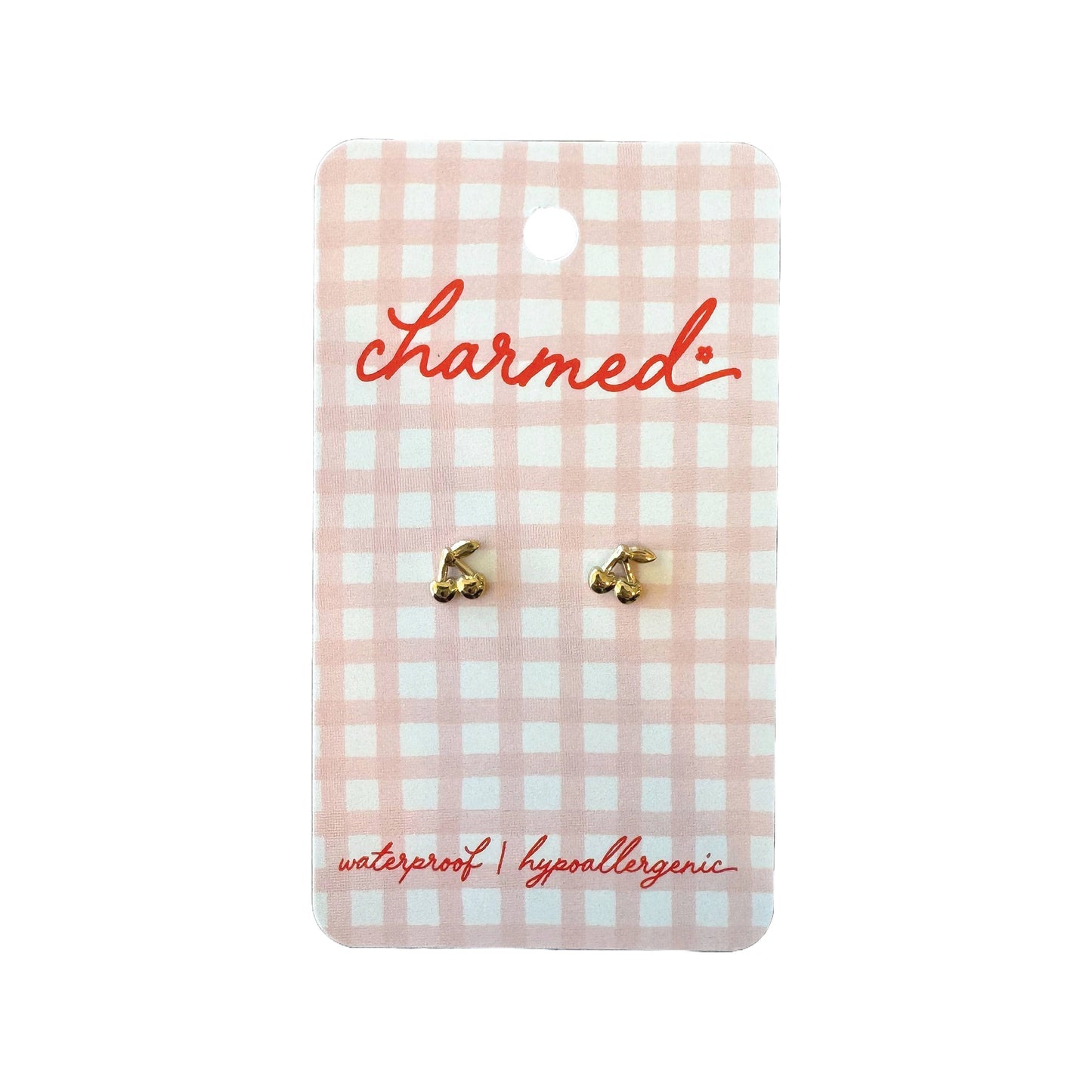 Hypoallergenic Golden Cherry Earrings