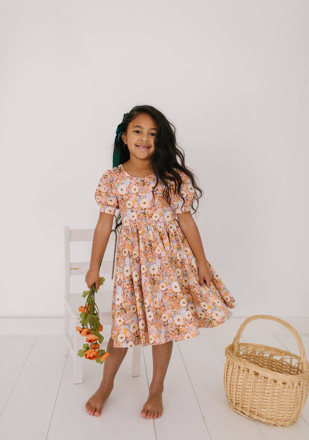 Pumpkin Bouquet Puff Sleeve Dress