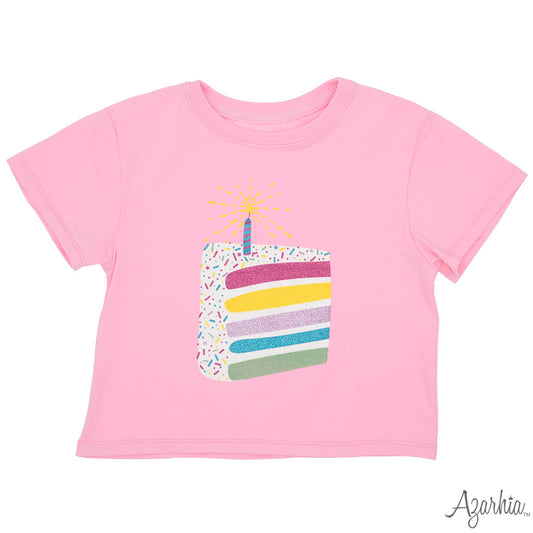 Glittery Birthday Cake Boxy Tee