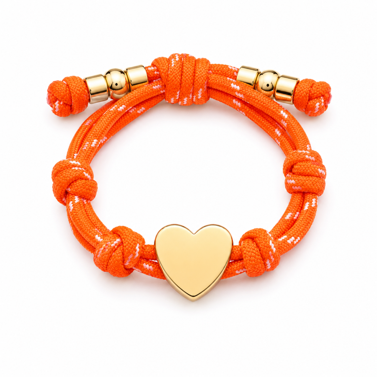 Ellison+Young Game Day Rope Bracelet, Gold Heart Charm, Adjustable: Orange