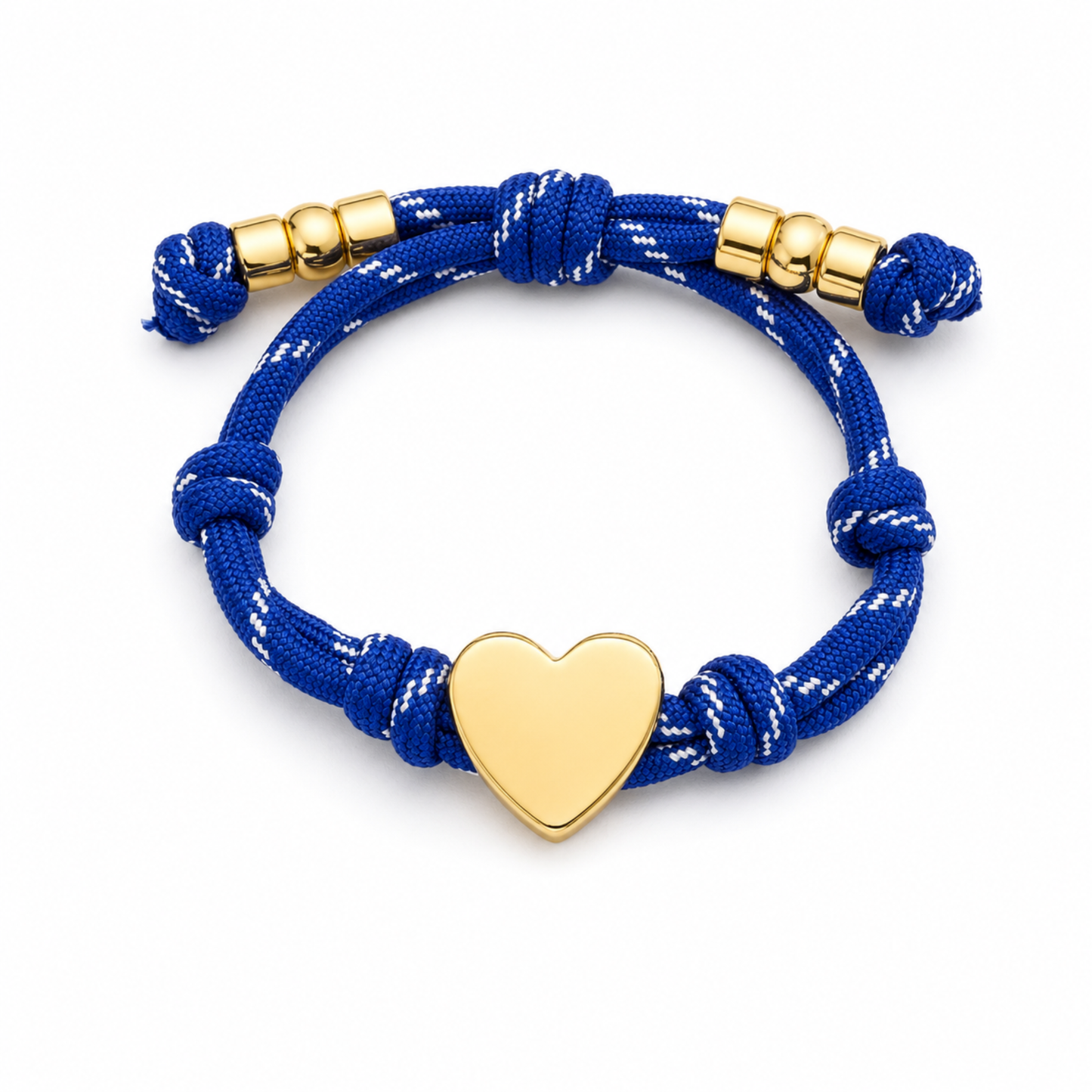 Ellison+Young Game Day Rope Bracelet, Gold Heart Charm, Adjustable: Orange