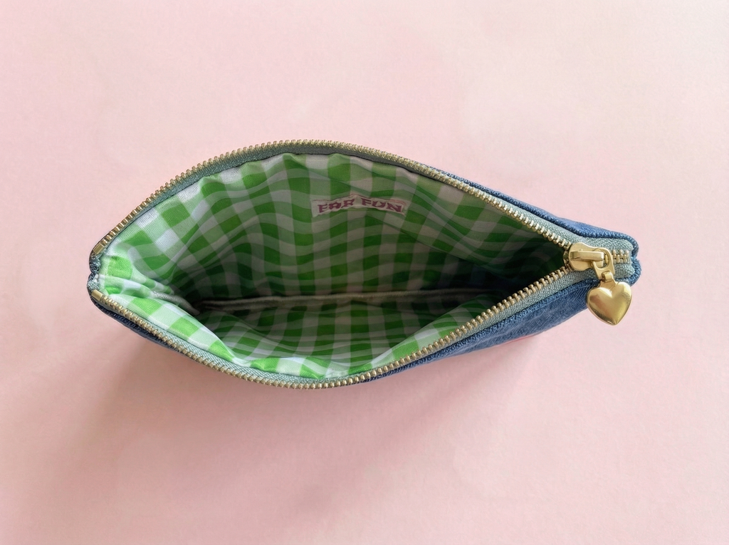 Denim + Bows Bag Charm Pouch- SHIPS July 26