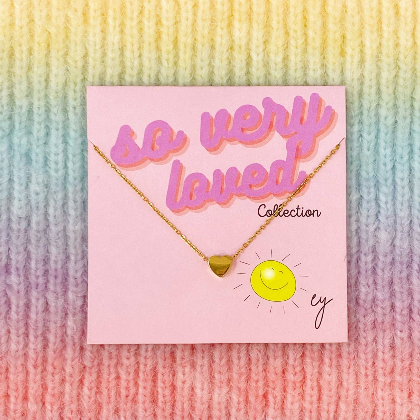 So Very Loved Heart Necklace – Waterproof Gold Chain: Pink