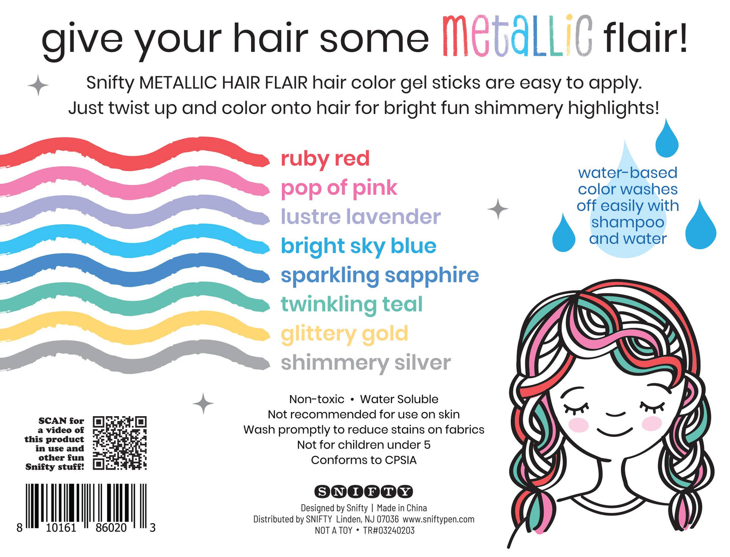 HAIR FLAIR Shimmery Hair Color Gel Sticks- METALLIC