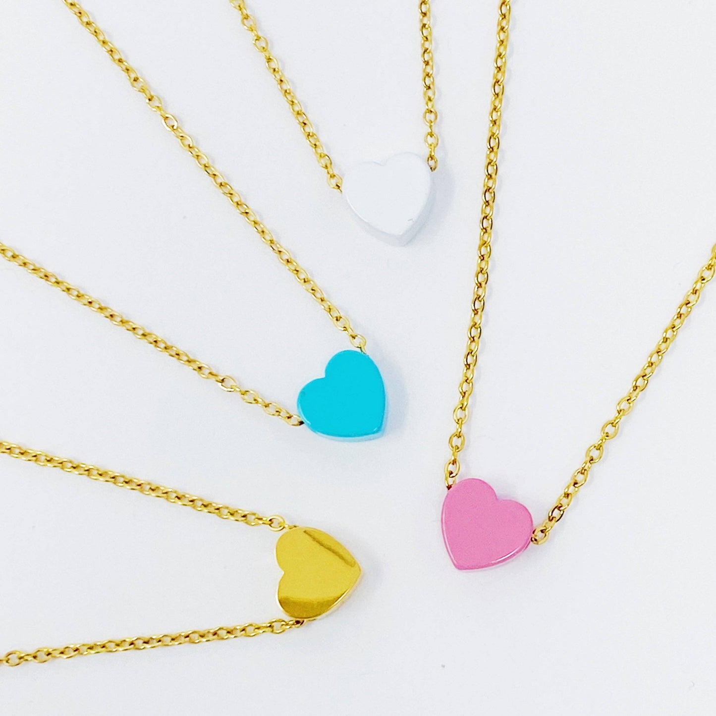 So Very Loved Heart Necklace – Waterproof Gold Chain: Pink