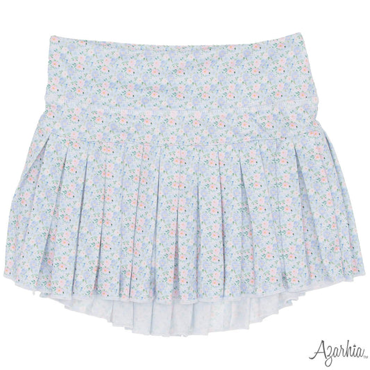 Grand Blue Flowers Mini Pleat Skort