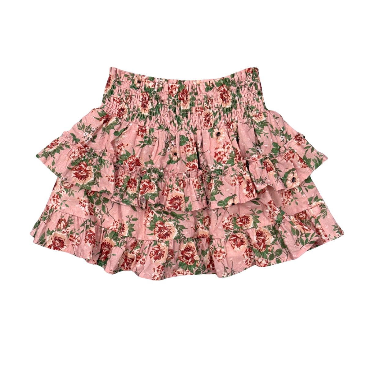 Pink Roses Ruffled Skirt