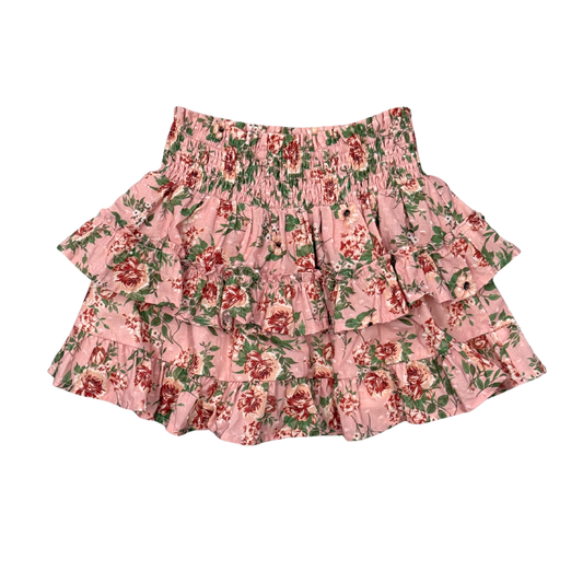 Pink Roses Ruffled Skirt